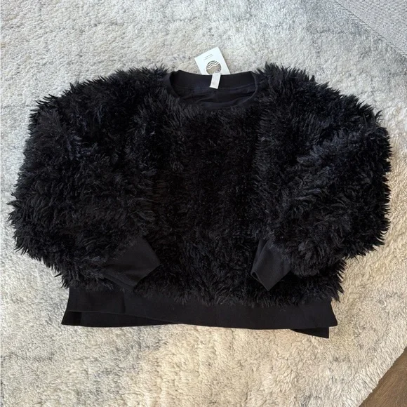 Anthropologie • Daily Practice Relaxed Fluffy Sweatshirt Black S NWT - Picture 4 of 5